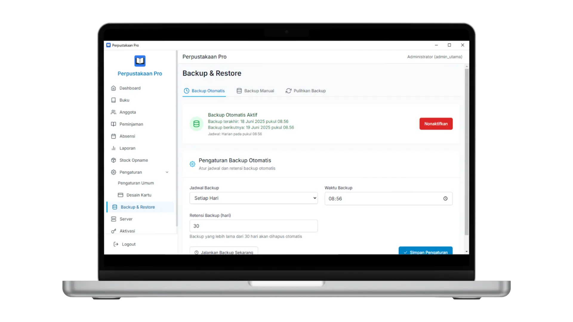 Backup Restore Interface